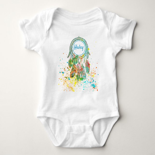 Body Para Bebê Catcher de sonhos personalizado com respingos (Frente)