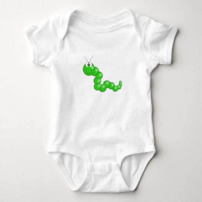 Body Para Bebê Caterpillar distorcido verde (Frente)