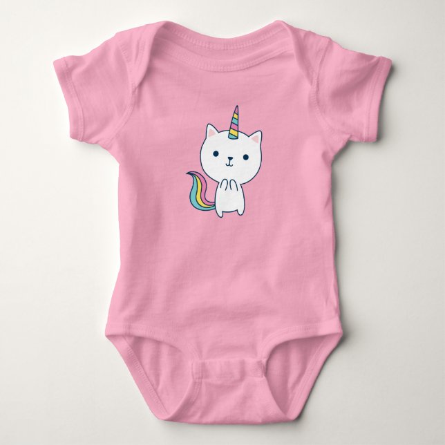 Body Para Bebê Caticórnio | Bodysuit de Bebê | Rosa (Frente)
