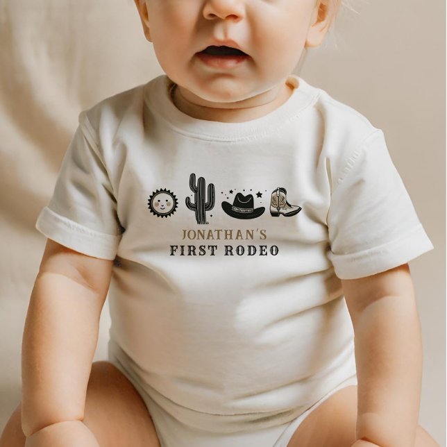 Body Para Bebê Caubói Festa de Rodeio Selvagem do Oeste Primeiro  (Criador carregado)
