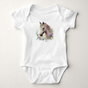 Body Para Bebê Cavalo Bonito com Coroa de Flores