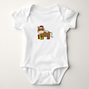 Body Para Bebê Cavalo com chapéu de Papai Noel & Presentes