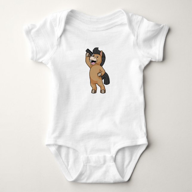 Body Para Bebê Cavalo como Cabeleireiro com Pente (Frente)
