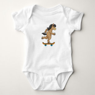 Body Para Bebê Cavalo como Skatista com Skate