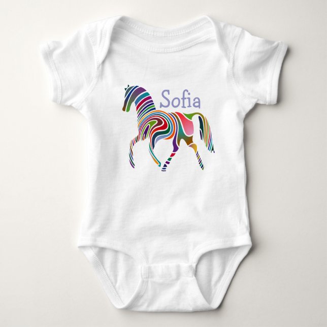 Body Para Bebê Cavalo de Fantasia Menina Colorida Personalizado (Frente)