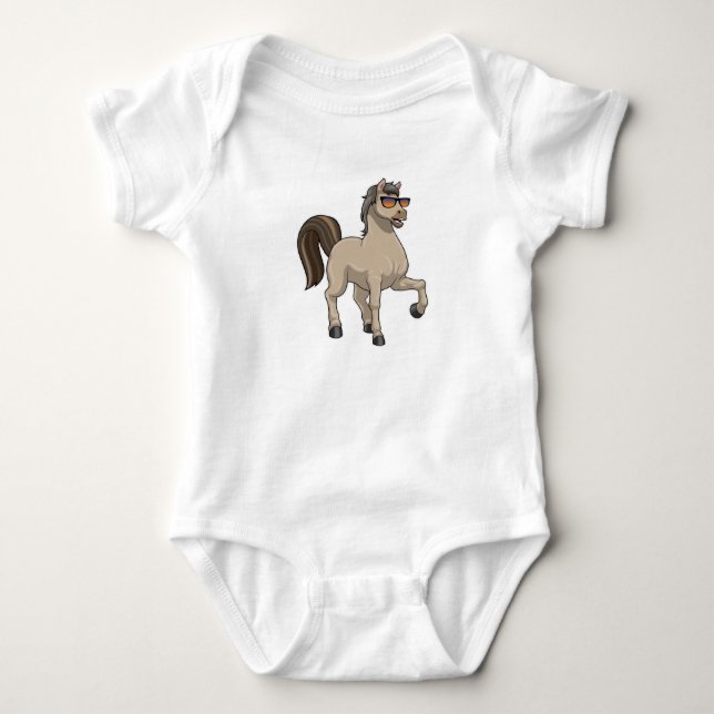 Body Para Bebê Cavalo de Óculos de Sol (Frente)