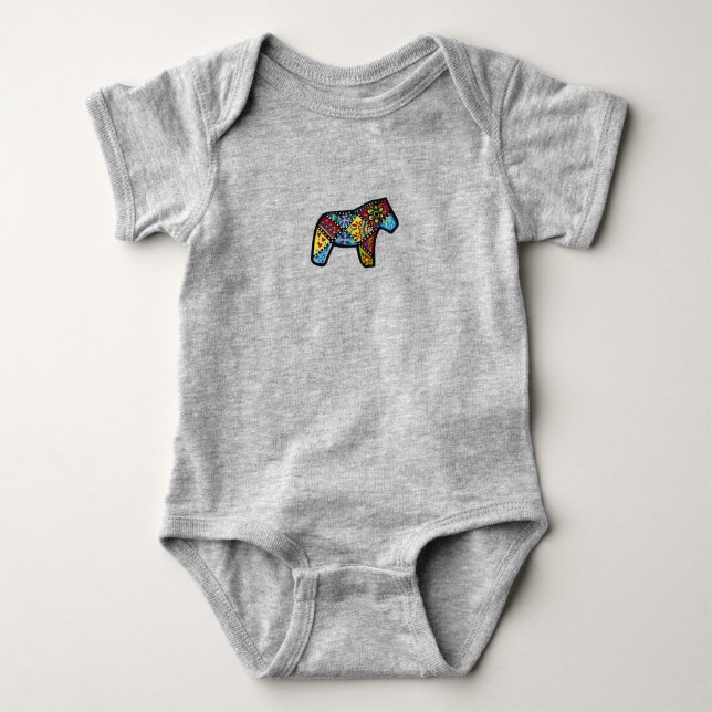 Body Para Bebê Cavalo de Patchwork (Frente)