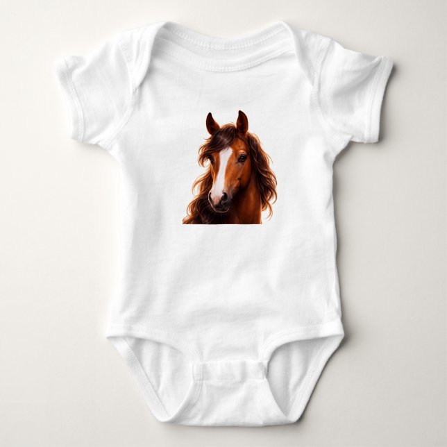 Body Para Bebê Cavalo Marrom Magnífico (Frente)