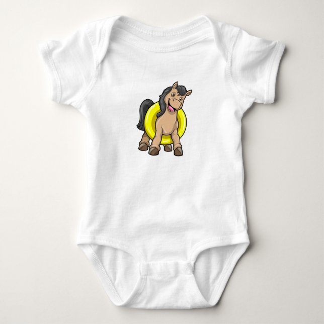 Body Para Bebê Cavalo na Praia com Boia (Frente)