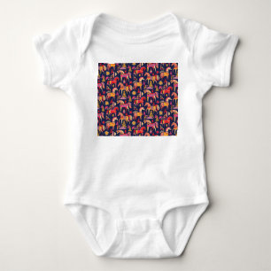 Body Para Bebê Cavalos escandinavos: Design decorativa sem costur