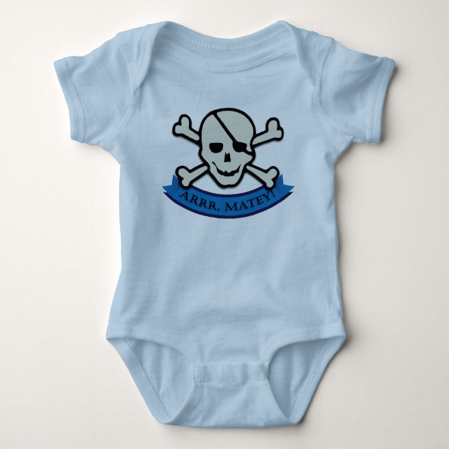 Body Para Bebê Caveira - Azul Claro Bebê Jérsei Bonito (Frente)