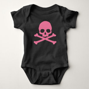 Body Para Bebê Caveira Rosa Simples e Crossbones