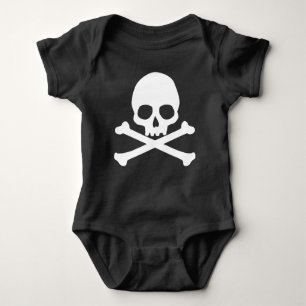 Body Para Bebê Caveira Simples e Crossbones