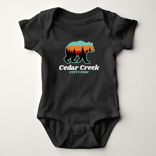 Body Para Bebê Cedar Creek State Park West Virginia Bear Retro (Frente)