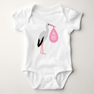 Body Para Bebê Cegonha de Bebê Menina Rosa Bonito