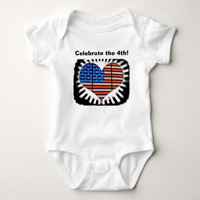 Body Para Bebê Celebrar a 4ª bandeira americana (Frente)
