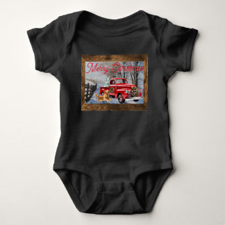 Body Para Bebê Cena de Fazenda no Primeiro Natal do Bebê