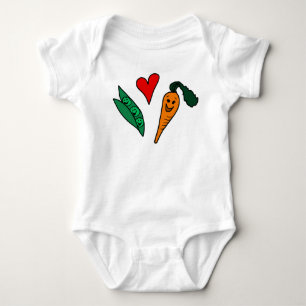 Body Para Bebê Cenouras do amor das ervilhas, design verde e