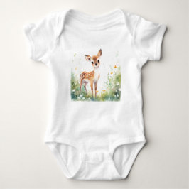 Body Para Bebê Cérebro Doce Veado com Fundo de Flores