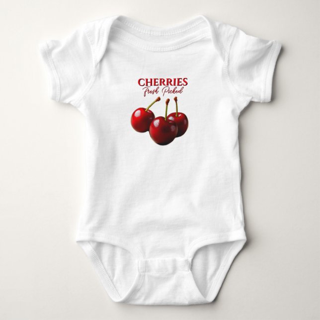 Body Para Bebê Cerejas frescas colhidas  (Frente)