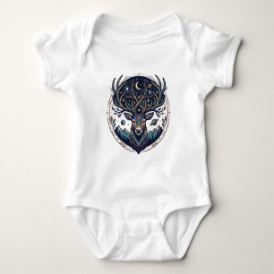 Body Para Bebê Cervo Celestial Arte Mística da Lua e Estrelas