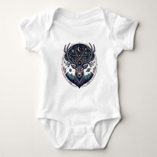 Body Para Bebê Cervo Celestial Arte Mística da Lua e Estrelas