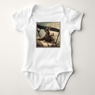 Body Para Bebê "Céus Vintage: O Piloto de Canguru no Avião Velho