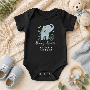 Body Para Bebê Chá de Bebê Adorável Elefante Azul Menino