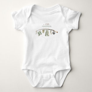 Body Para Bebê Chá de Bebê Elegante Aquarela Pequeno Pescador