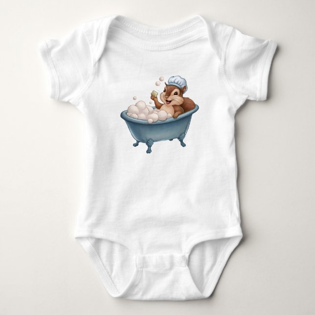 Body Para Bebê Chá de Bebê Esquilo Retro (Frente)