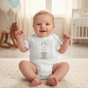 Body Para Bebê Chá de Bebê Menino Azul Carousel Aquarela
