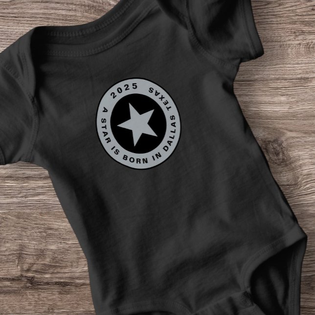Body Para Bebê Chá de Bebê Nascimento Dallas Texas Estrela Esport (Criador carregado)