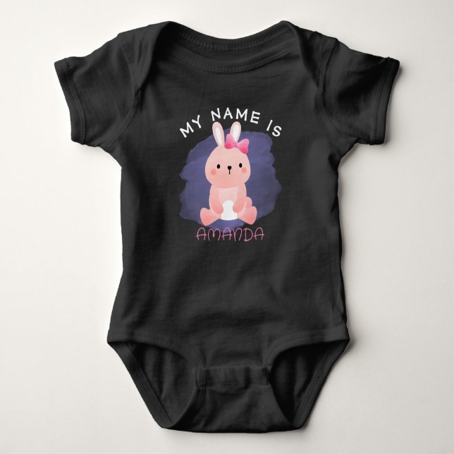 Body Para Bebê Chá de Bebê Personalizado Coelhinho Aquarela (Frente)