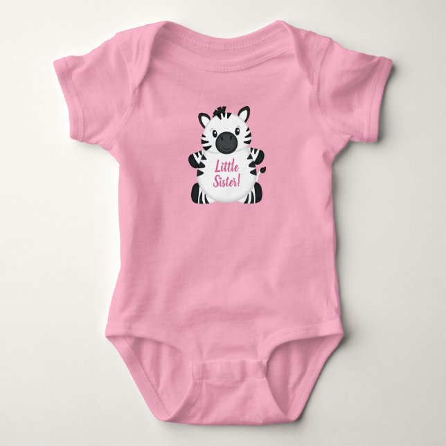 Body Para Bebê Chá de Bebê Safari de Zebra Rosa Menina (Frente)