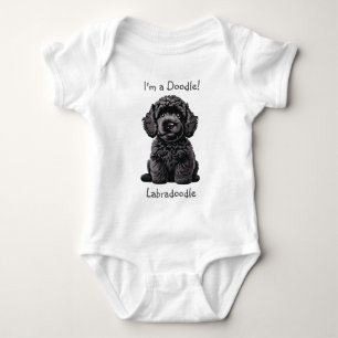 Body Para Bebê Chá de fraldas Cute Labradoodle Puppy - Sou um Doo