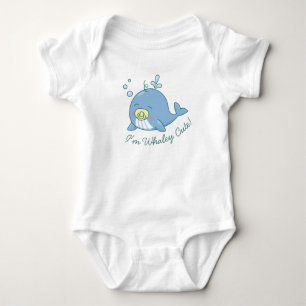 Body Para Bebê Chá de fraldas de baleia branca Kawaii Whaley Cute