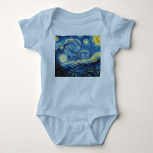 Body Para Bebê Chá de fraldas de Colagem Noturna Van Gogh Starry