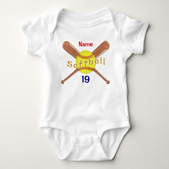 Body Para Bebê Chá de fraldas personalizado do softball, tutu do (Frente)