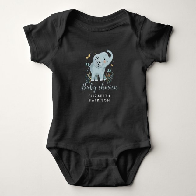 Body Para Bebê Chá Elefante Azul Bebê Adorável (Frente)