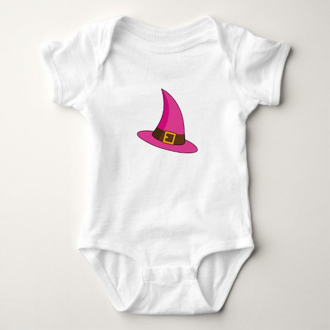 Body Para Bebê Chapéu de Bruxa Rosa (Frente)