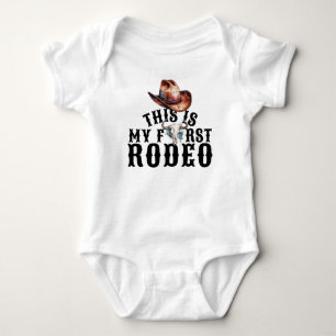 Body Para Bebê Chapéu de Cowboy de Primeiro Rodeio Caveira de Vac
