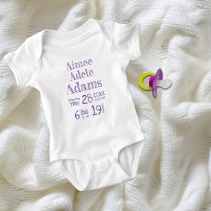 Body Para Bebê Chapéus de Nascimento Personalizados Roxa
