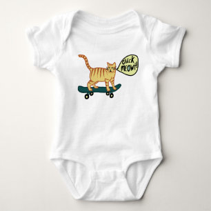 Body Para Bebê Check Meowt Punny Skateboard Tabby Cat