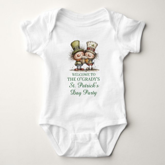 Body Para Bebê Cheerful St. Patrick’s Day Party Illustration (Frente)