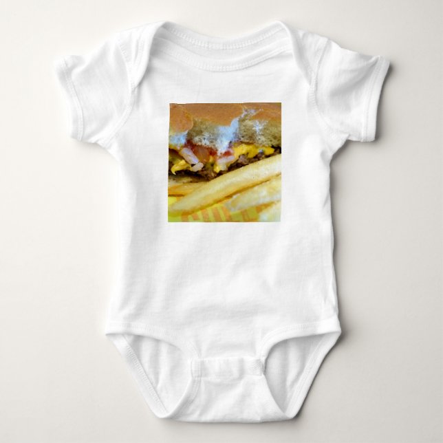 Body Para Bebê Cheeseburger e Fries (Frente)