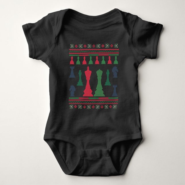 Body Para Bebê Chess Players Feia Christmas Sweater (Frente)