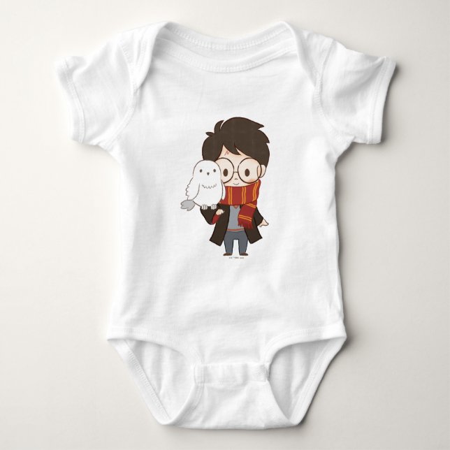 Body Para Bebê Chibi HARRY POTTER™ & Hedwig (Frente)