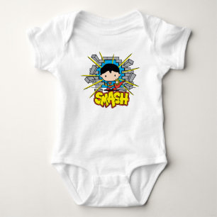 Body Para Bebê Chibi Super-Homem Esmagando Pela Parede De Brick