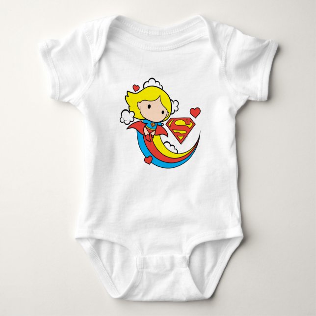 Body Para Bebê Chibi Supergirl Flying Rainbow (Frente)