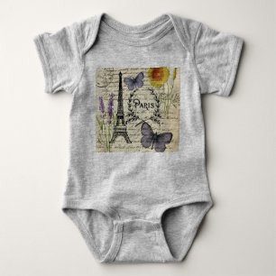 Body Para Bebê chic french butterfly scripts paris eiffel torre